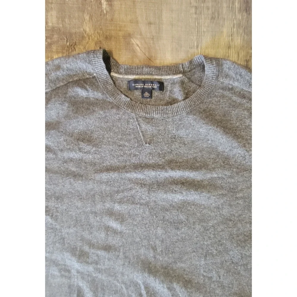 Banana Republic Men's XL Wool Cashmere Blend Crewneck‎ Gray Pullover Sweater EUC
